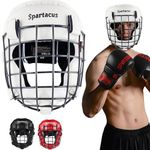 Boxing Headgear MMA Muay Thai, Removable Face Grill, Head Gear for Sparring Grappling Martial Arts Kickboxing Karate Taekwondo BJJ Training Head Guard