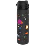 ION8 500ml Water Bottle, BPA Free, Leakproof, Dishwasher Safe, Easy Open, Secure Lock, Clear Drinks Bottle for Boys & Girls, Small Gym Sports Drinking Water Bottle 500ml, Black, Spaceships Design