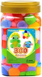 Praisebank 300pcs 1 inch Pom Poms, Pom Poms for Arts and Crafts, Pom Pom Balls in jar, Pom Poms for Crafts.