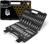 MulWark 64-Piece Master-Torx-Automotive-Mechanics-Tool | 3/8, 1/4, 1/2 in. Drive Torx Bit Socket and External Torx Socket Set w./ Impact Adapter and Reducer | S2 and Cr-V Steel