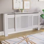 Vida Designs Milton Radiator Cover Adjustable Modern Slatted Grill Slats White Painted MDF Cabinet (H: 82 / W: 204 / D: 19 cm)