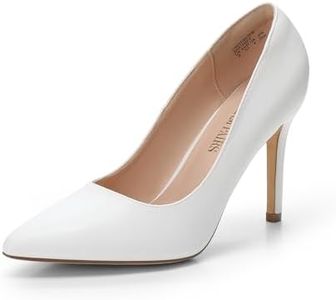 DREAM PAIRS Womens Closed Toe High Heels Dress Pointed Toe Wedding Pump Shoes, White Pu - 9.5 Wide (Christian-New-W)