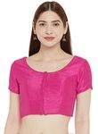 Studio Shringaar Women's Readymade Polyester Padded Saree Blouse with Short Sleeves.(Pink, 40)