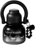 Sidagar 22 oz Water Bottle with Straw and Bowl, Unique Wide Mouth Insulated Stainless Steel Tumbler, Beach Vacation Essentials, Aesthetic Fashion Gift for Her, Mom, Heart Charm, Black & Pink