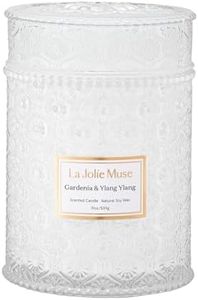 Gardenia & Ylang Ylang Scented Candle, Soy Candle for Home, Large Glass Jar Candle Gift, Long Burning Time, 19.4 oz