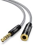 CableCreation 10 Feet 3.5mm Male to Female Extension Stereo Audio Extension Cable Adapter, Slim and Soft Aux Cable with Gold Plated Connector, Black and White