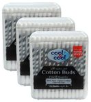 Cool & Cool Organic Paper Ear Buds - 50's (Pack of 3) - Black - Round Thick Tips,Cotton Swabs,100% Cotton,Double Tipped,Hygienic,Gentle & Safe Swabs for Ears - 150 Pieces