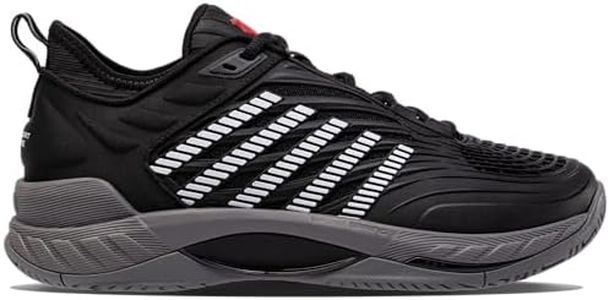 K-Swiss Men's Hypercourt Supreme 2 Tennis Shoe, Black/Steel Gray/Firey Red, 10 M
