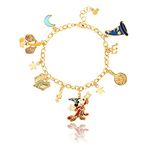 Disney 100 Womens Mickey and Minnie Charm Bracelet 6.5" + 1" - Official License Flash Plated 100th Anniversary Limited Edition Bracelet, 7.5, Brass, no gemstone