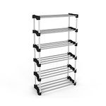 TNT THE NEXT TREND Alloy Steel Cady Shoe Rack For Home|Easy To Assemble,Space Saving,Stackable(6 Shelf,A-Cady-Black)