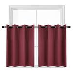 YGO Home Decor Tiers Curtains Window Draperies Thermal Insulated Room Darkening Blackout Curtain Panels for Bedroom and Kitchen 52 x 36 in Wine Red Double Pieces