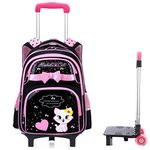 Venzina® School Bags for Girls Kids Luggage Trolley Bag for Girls Travel with Detachable Wheels School Bag for Elementary Preschool Students Backpack