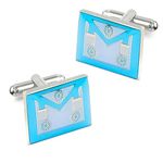 The Masonic Collection - Craft Master Mason Apron Masonic Cufflinks (Square shaped) - Blue White & Silver plated A Perfect masonic gift for freemason men with a Cufflink Box