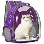 Cat Carrier Backpack, Pet Carrier Backpack Front Pack for Small Medium Cat Puppy Dog Carrier Backpack Bag Space Capsule, Pet Carrier for Travel Hiking Walking Camping (Purple)