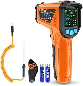 Thermomètre Infrarouges MESTEK -50℃ ~800℃(-58℉ ~ 1472℉) Laser Digital Thermometre et Sonde Pistolet Température IR Sans Contact LCD Alarme et Émissivité Réglable pour Cuisine Pizza Industrial