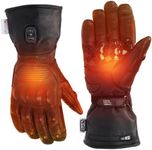 KEMIMOTO Heated Motorcycle Gloves for Men with Hard Protective Shields, Sheepskin Heating Gloves, 7.6V 3000mAh Rechargeable Battery, Waterproof, Touchscreen Compatible