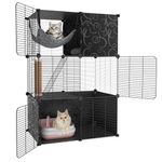 BriSunshine Cat Cages Indoor, 3 Tier Cat Cage Enclosures, DIY Metal Wire Cat Crate Playpen House Kennel Condo Villa with Cat Litter Box, Suitable for Ferret, Chinchilla, Hamster