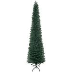 HOMCOM 7FT Artificial Christmas Tree, Xmas Pencil Tree, Holiday Home Indoor Decoration with Foldable Black Stand for Party, Green