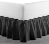 Lightweight Ruffled Bed Skirt, Queen Size 16 Inch Drop - 100% Microfiber, Soft and Stylish, Dust Ruffle - Bed Skirt for Queen Beds, Dark Grey