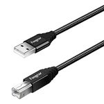 Fasgear USB Printer Cable to USB 2.0 - Type A Male to Type B Male Printer Scanner Cord Nylon Braided High Speed for Canon, HP, Brother, Lexmark, Epson, Sam-Sung etc (6ft, Black)