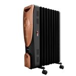 Kenstar Luxora 2400W 9-Fin Oil Filled Room Heater with 400W PTC Fan Heater | 3 Heat Settings | Adjustable Thermostat | Tip-Over Safety | Castor Wheels | 2-Year Warranty (Black & Gold)
