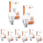 Orient Electric High Glo LED Bulb 12W, cool white light, 6500K, B22d, Pack of 8