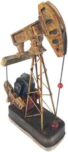 Urbalabs Oil Derricks Vintage Office Desk Statues Nodding Donkey Pumpjack Oilfield Memorabilia Derrick Small Oil Rig Recycler Sculpture Green, Cream, Teal Pumpjack Oil Rig Presents (Brass)