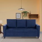 COUCH CULTURE Saya Sofa for Living Room | 3 Persons Sofa | Premium Fabric with Cushioned Armrest | 12 Months Warranty | Solid Wood Frame | 3 Seater in Saya Blue Color