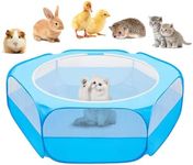 UWE Small Animal Playpen, Chicken Brooder Box with Cover Top, Portable Outdoor Exercise Pet Cage Tent, Waterproof Breathable Pet playpen Indoor for Chick Ktiien Bunny Hamster Guinea Pig, Blue