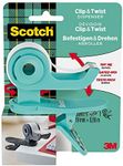 Scotch Clip & Twist Tape Dispenserr, Grey, 1 Roll Included, 19 mm x 8.89 mm - Portable One-Handed Dispensing, Clip to Tables, Desks, Monitor Stands