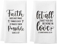 Christian Gifts for Women Men, Bible Verse Scripture Kitchen Towels with Inspirational Thoughts & Prayers, Religious Housewarming Birthday Christmas White Elephant Gifts, 2Pcs Waffle Dish Towels