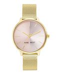 Nine West Women's Mesh Bracelet Watch, Gold/Pink, NW/1980PKGB