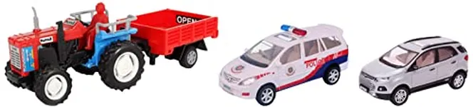 Centy Toys Trolley Tractor (Colors May Vary) Plastic Pull Back Car, 1 Pull Back Car, Multicolour Plastic Pull Back Police Car, Maroon, Kid