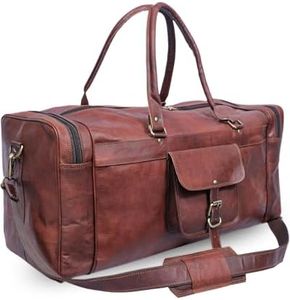 ANUENT Vintage 24 Inch Leather Duffle Bags for Men Perfect for Gym Travel Weekender Mens Overnight Leather Bags Carry on Duffel Bag Women, (Brown, Tan) (24 INCHES)