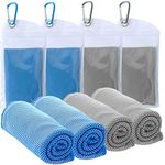 SZELAM 4 Packs Cooling Towel (40"x12"),Ice Towel,Soft Breathable Instant Towel,Microfiber Cool Towel for Yoga,Golf,Sport,Gym,Workout,Camping,Fitness,Outdoor &More Activities (2 Blue/2Grey)