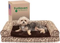 Furhaven Pet Dog Bed - Memory Foam Plush Kilim Southwest Home Decor Traditional Sofa-Style Living Room Couch Pet Bed with Removable Cover for Dogs and Cats, Desert Brown, Medium