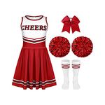 4 Pcs Girls Halloween Cheerleader Costume Outfit Set Toddler Cheerleading Dress up for Kids Halloween Birthday Party (6 to 7 Years Old)