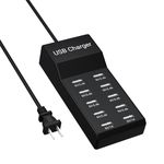 Resypey 10-Port USB Charger Station, 50W10A Multiport Charger Hub for iPhone, Galaxy, iPad & More
