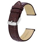 BISONSTRAP Watch Straps 20mm, Alligator Embossed Leather Watch Bands, Coffee Brown with Silver Buckle