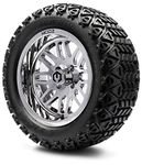 MODZ® Mayhem Chrome 14" Golf Cart Wheels and Arisun X-Trail (23x10-14) DOT All-Terrain Golf Cart Tires Combo - Set of 4