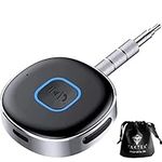 [2024 version] Bluetooth Aux Receiver for Car with Dust Pouch, Portable 3.5mm Aux Bluetooth 5.3 Adapter/Wireless Audio Receiver for Car Stereo/Home Stereo/Wired Headphones/Speaker, 16H Battery Life