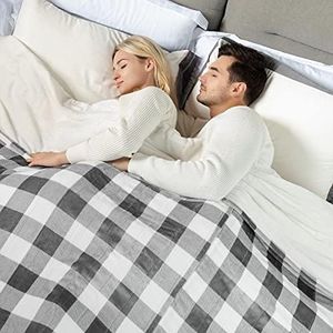 WOOMER [5 Year Warranty Electric Heated Throw Blanket, Soft Flannel Fast Heating Blanket, Full Size 84"x 90", 10 Heating Levels & 0.5-12H Auto Off, Dual Controllers, Over-Heat Protection