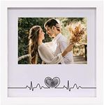 Komimaci Heart Thumbprint Keepsake Photo Frame and Ink Kit Wedding Registry Wedding Gift Ideas Wedding Reception or Bridal Shower Gifts for Bride Newlywed (White, Heartbeat)