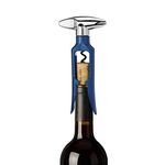 True Twister Self Pulling Wine Manual Heavy Duty Metal Chrome and Plastic Corkscrew, Cork Openers, Home Bar Accessories, Set of 1, Blue