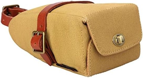 TOURBON Canvas and Leather Strap-On Bike Saddle Bag Bicycle Seat Pack Bag