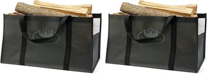 CKB LTD Large Firewood Carrier Bag - Multi-Purpose Heavy Duty Tote - Traditional Easy Carry For Fireplace, Wood Stoves, Logs, Camping, Picnic, Beaches, Landscaping, Garden Tools (Pack of 2)