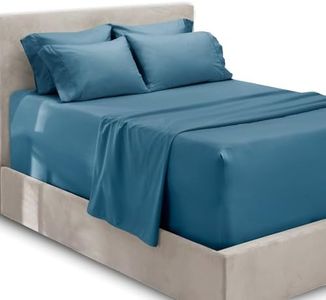 Hearth & Harbor Extra Deep Pocket Sheets - Fits Mattress 18-24 Inches Deep - Extra Deep Pocket King Size Sheets Sets - 6 Piece King Size Sheets - King Sheets Deep Pocket - Blue Heaven Sheets