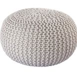 safunooza Designs Hand Knitted Cotton Rope Beans Filled Round Oval Pouf Pouffe - Natural Colour - Pack of 01 - Designed for Living Room Sitting, Foot Rest