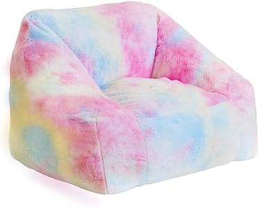 Cvortll Bean Bag Chairs for Kids, 33" Modern Rainbow Colors Beanbag Sofa with Sponge Filling & Comfy Soft Faux Fur, Kids Teens Bean Bags Chair Sofa for Bedroom, Living Room (Colorful)