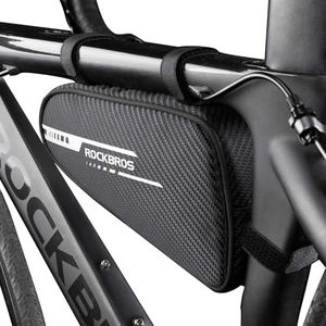 ROCKBROS Borsa da Telaio Triangolo per Bici MTB Borsa Triangolare Bicicletta Tubo Centrale Design Ergonomico Grande Capacità 1.2L con Strisce Riflettenti